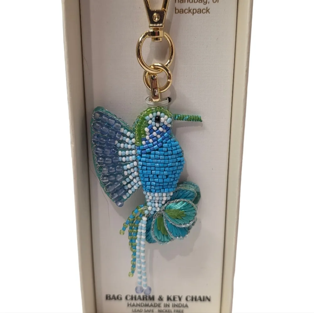 Haute Hippie Beaded Hummingbird Keychain Purse Charm New‎ - Picture 3 of 7